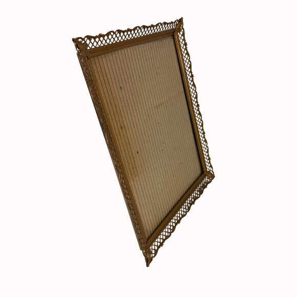 Ornate Metal Picture Frame Gold Tone Vintage Lattice Design Glass Front 8 X 10 - Picture 7 of 16